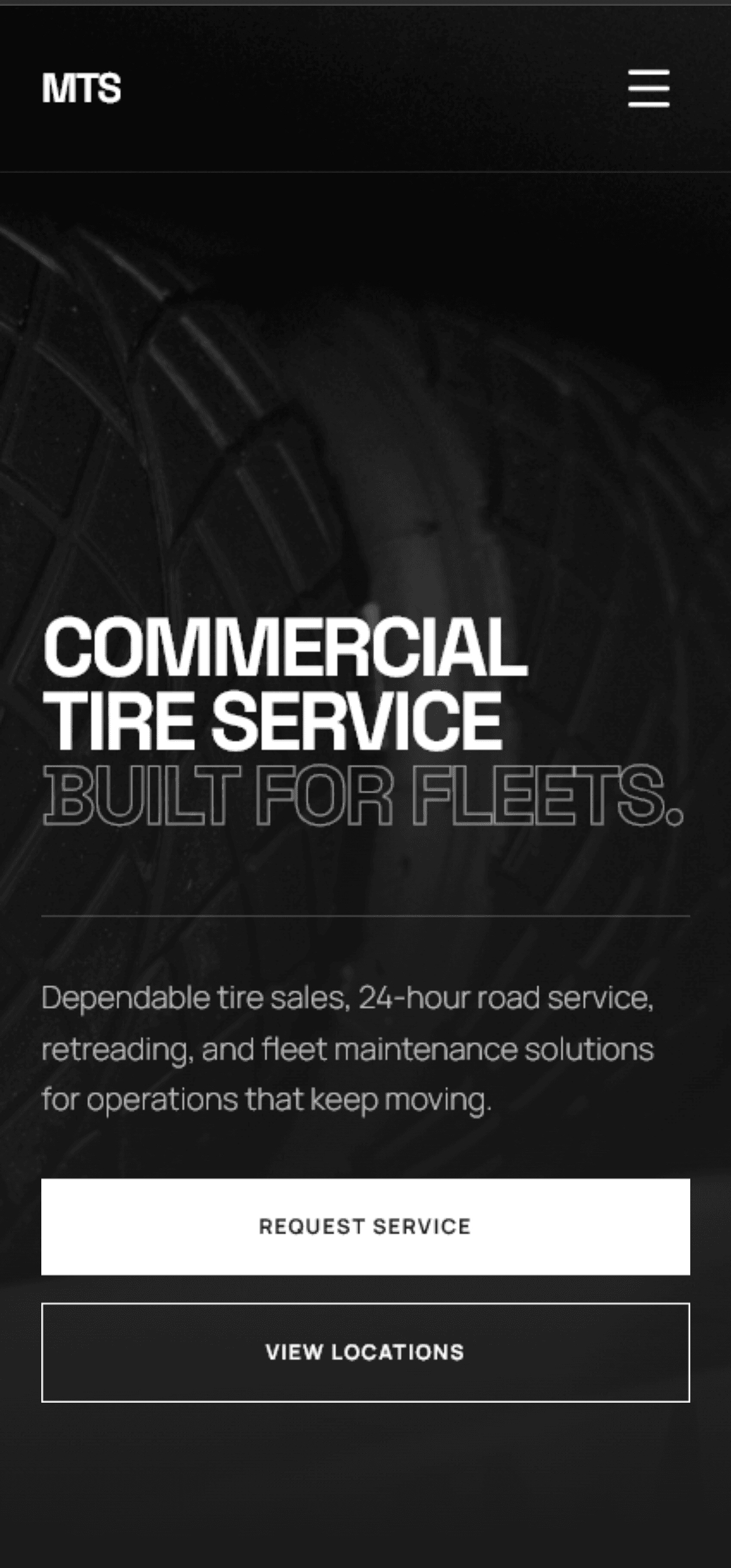 MTS Commercial Tyre website design in Figma on mobile